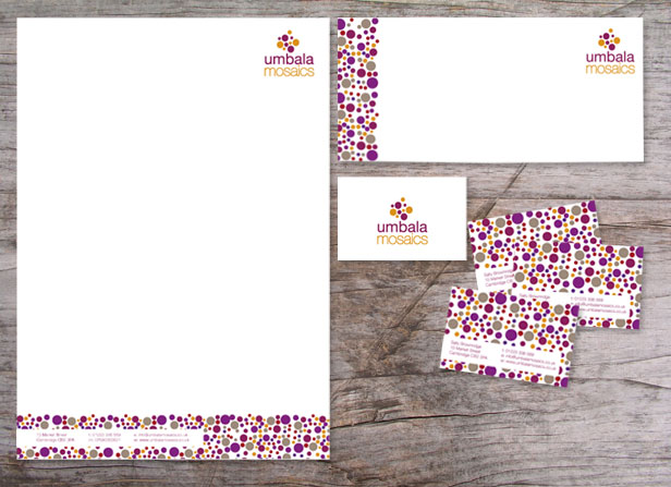 Umbala Mosaics logo and stationery design