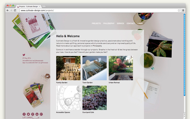 Screenshot Cultivate Design Wesbsite