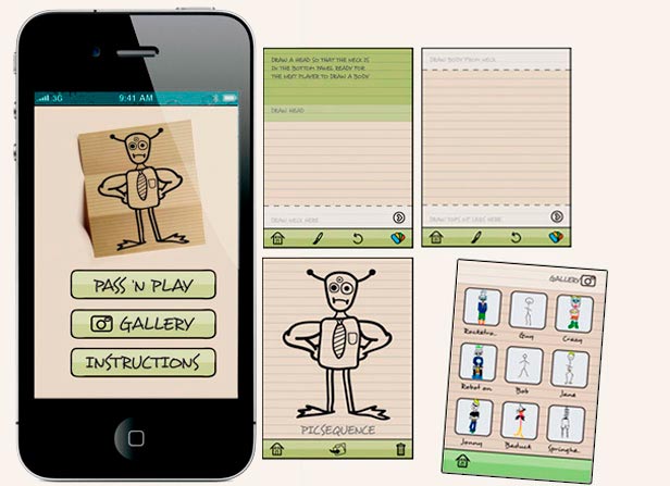 Screenshots of a game app design